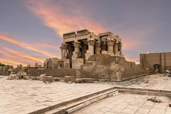 Ruinas Del Templo Kom Ombo Río Nilo Atardecer Egipto —  Fotos de Stock