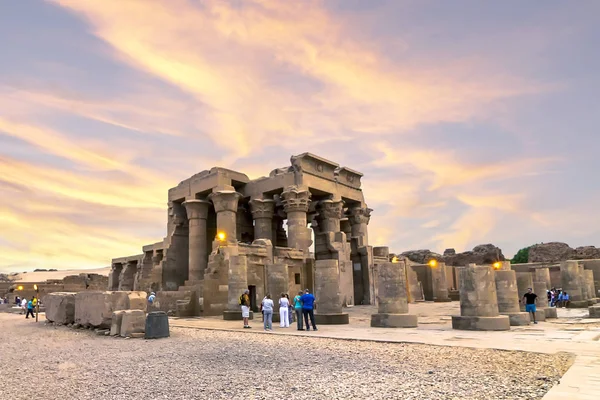 Ruiny Chrámu Kom Ombo Řece Nilu Při Západu Slunce Egypt — Stock fotografie