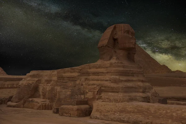 Die Sphinx Pyramidenkomplex Giza Der Nacht — Stockfoto