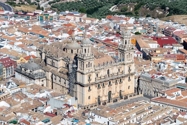 Luchtfoto Van Jaen Kathedraal Reconstructie — Stockfoto