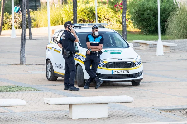 Huelva Spain Липня 2020 Іспанська Поліція Логотипом Місцевої Поліції Уніфікованій — стокове фото
