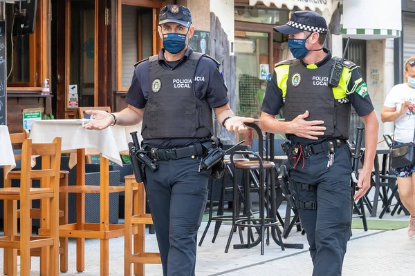 Punta Umbria Huelva Espanha Junho 2020 Polícia Espanhola Com Emblema — Fotografia de Stock