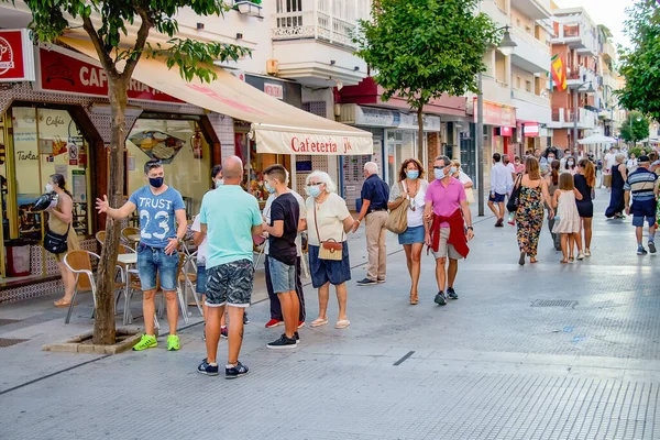 Punta Umbria Huelva Spanya Temmuz 2020 Nsanlar Covid Nedeniyle Koruyucu — Stok fotoğraf