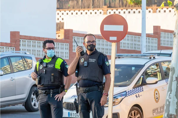 Punta Umbria Huelva Spain Серпня 2020 Іспанська Поліція Емблемою Місцевої — стокове фото
