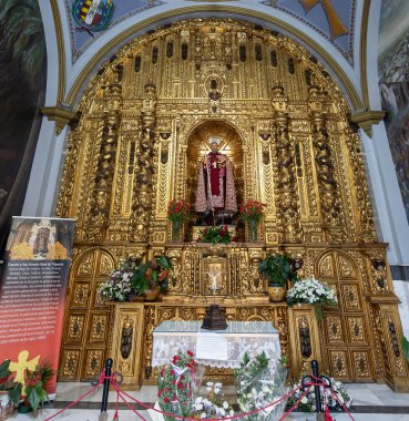 Trigueros, Huelva, İspanya - 13 Ağustos 2020: Büyük Anthony Abbot Şapeli (San Antonio Abad), İspanya 'nın Huelva Andalusia eyaletinde yer alan bir kasaba.