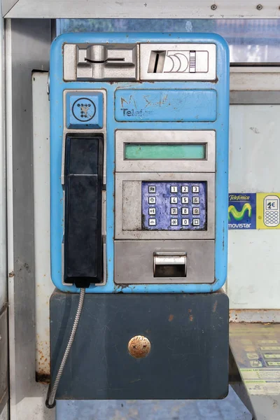 Huelva Spain August 2020 Detail Phone Booth Telefonica Company Town — Stock Photo, Image