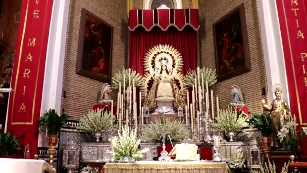 Huelva Spanyolország 2020 Augusztus Virgin Clarines Main Altar Parish San — Stock videók