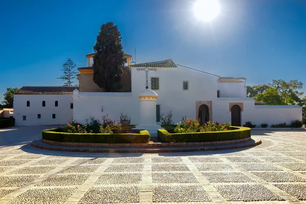 Hintergrundbeleuchtete Ansicht Des Santa Maria Klosters Rabida Mit Sonnenstrahlen Rabida — Stockfoto