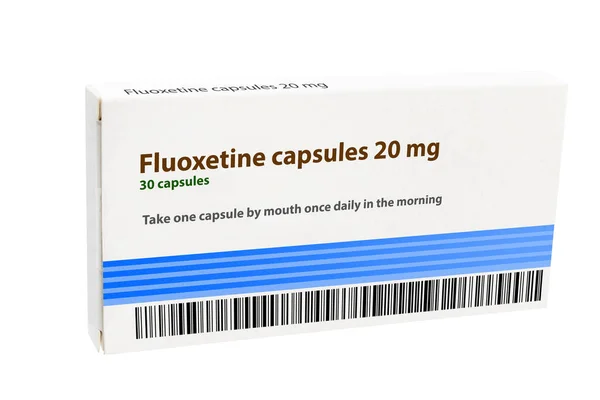 Fluoxetin Kapszula Dobozban Művészi Kiolvasztás — Stock Fotó