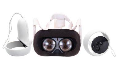 Huelva, İspanya-13 Ekim 2020: Oculus Görev 2 'nin İçi, VR' nin bir sonraki nesli. Yeniden dizayn edilmiş bir form faktörü, yeni dokunmatik kontrolörleri ve şimdiye kadarki en yüksek çözünürlüklü ekran