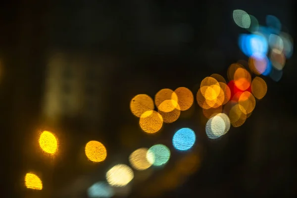 Abstenir Flou Bokeh Evening Traffic Jam Road City Scène Nuit — Photo