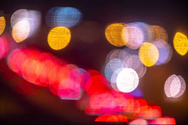 Abstenir Flou Bokeh Evening Traffic Jam Road City Scène Nuit — Photo