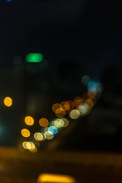 abstact blur bokeh of Evening traffic on road in city., night scene., Blur Images not Focus