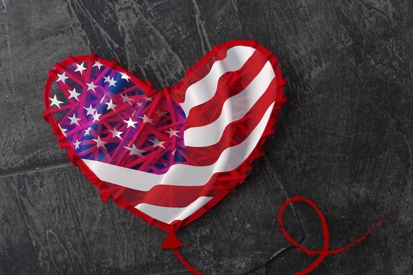 Bandera Americana Como Globo Forma Corazón Memorial Day Julio — Foto de Stock