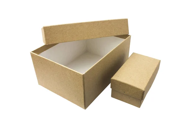 Two Cardboard Boxes White Background Corrugated Cardboard Isolated Object — Stock Photo, Image