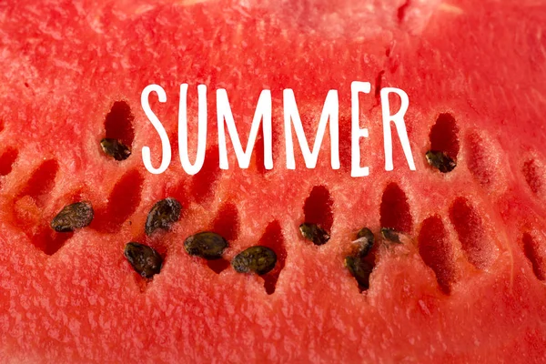 夏の赤いスイカのテクスチャ クローズ アップ バック グラウンド — ストック写真