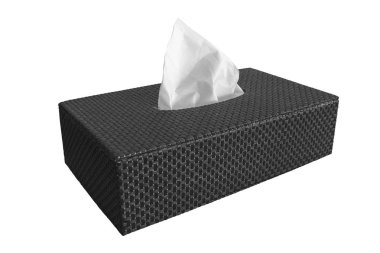 Beyaz zemin üzerine peçete ile kara kutu. Yalıtılmış nesne  