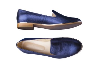 Güzel Bayan ayakkabı beyaz zemin üzerine mavi. Yalıtılmış nesne