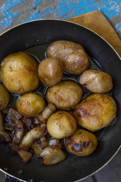 Sült Burgonya Zsírt Egy Serpenyőben Másolja Hely — Stock Fotó