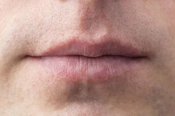 Mens Lippen Pure Gezicht Close — Stockfoto