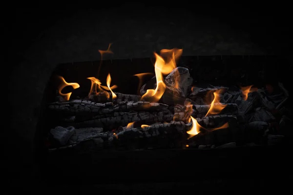Tüzes Láng Fekete Háttér Másol Hely Háttér Textúra — Stock Fotó