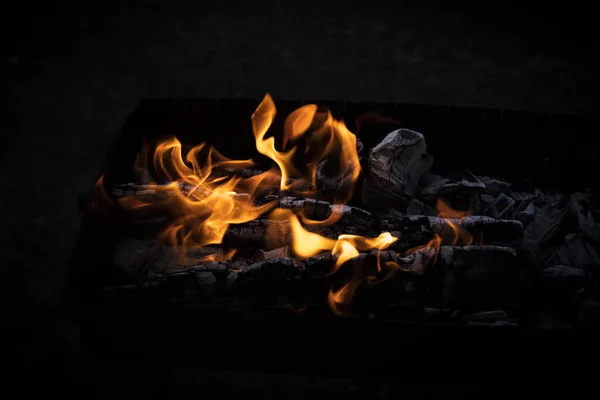 Fiery Flame Black Background Copy Space Background Texture — Stock Photo, Image