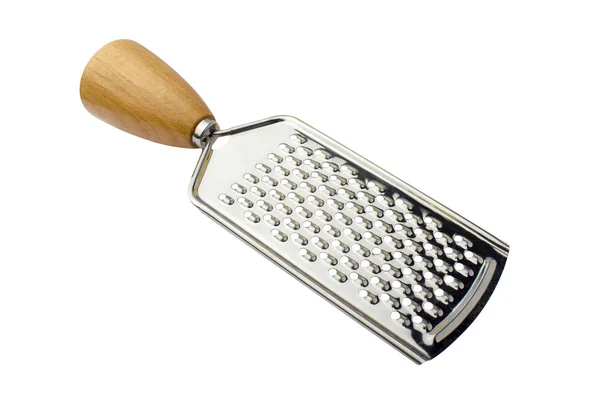 Metal Grater Wooden Handle White Background Isolated Object — Stock Photo, Image