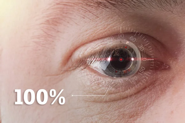 teknolojik kavramı, akıllı kontakt lens. Yüzde 100 görünümü kavramı 