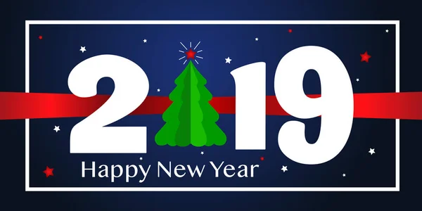 新年あけましておめでとうございます 2019 グリーティング カードのデザイン テンプレートです クリスマス ベクトル図 — ストックベクタ