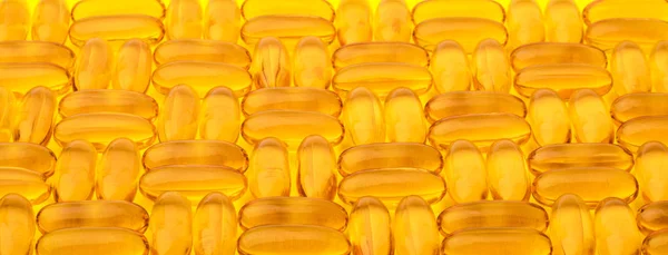 Omega Cápsulas Aceite Pescado Sobre Fondo Amarillo Textura Patrón — Foto de Stock