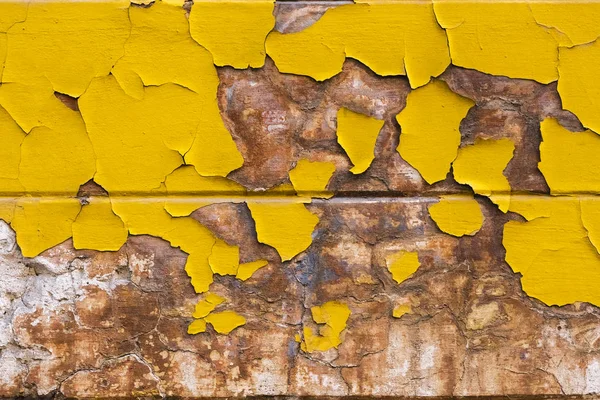Peeling Boya Duvar Textur Eski Boya Pul Duvar Sarı Renk — Stok fotoğraf