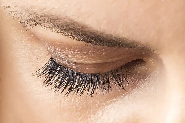 Beautiful Eyelashes Close Increase — Stock Photo, Image