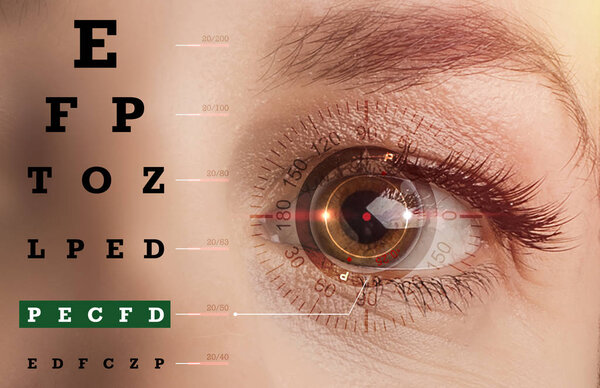 Eyes test chart. Good vision. Close-up  