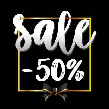 Satılık %50 off, mavi arka plan afiş. vektör çizim