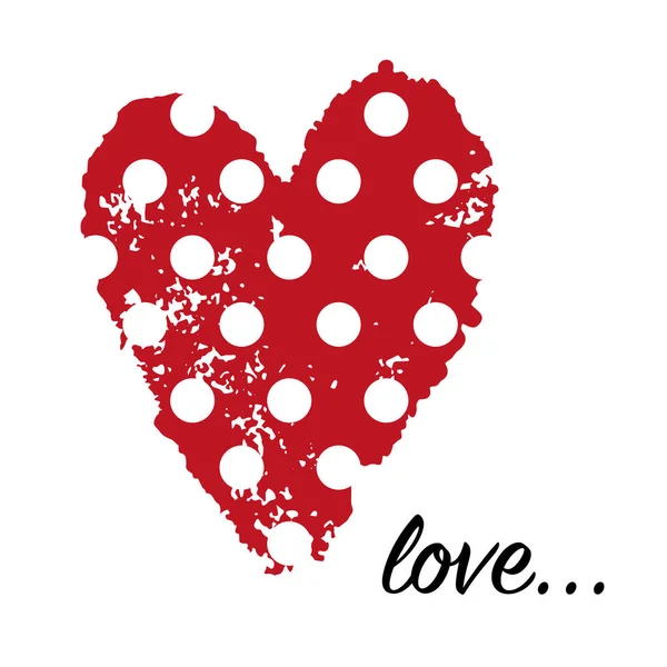 Coração Vermelho Com Círculos Brancos Palavras Amor Papéis Parede Convites — Vetor de Stock