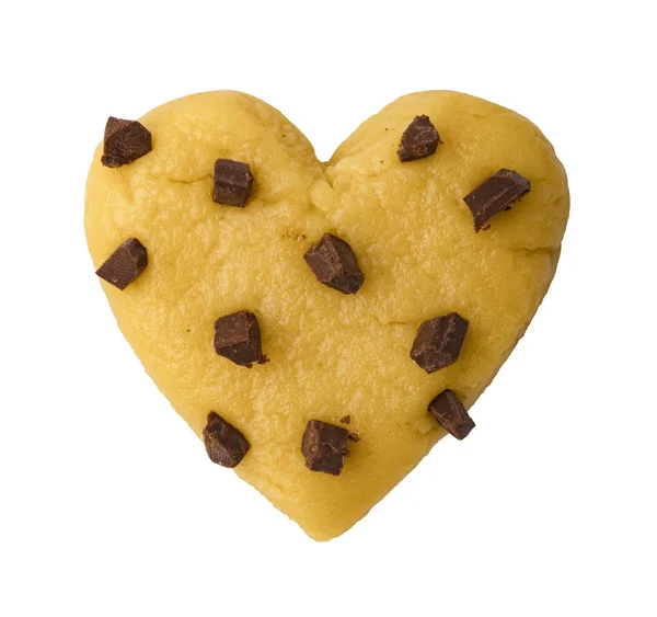 Masa Galletas Crudas Con Chispas Chocolate Forma Corazón Símbolo Del —  Fotos de Stock