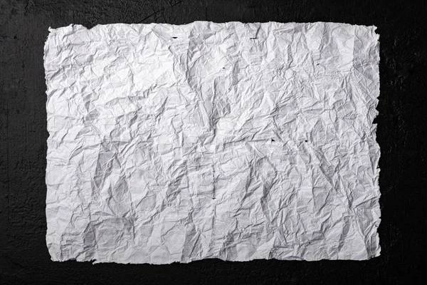 Old Wrinkled Paper Black Background Top View — Stock Photo, Image