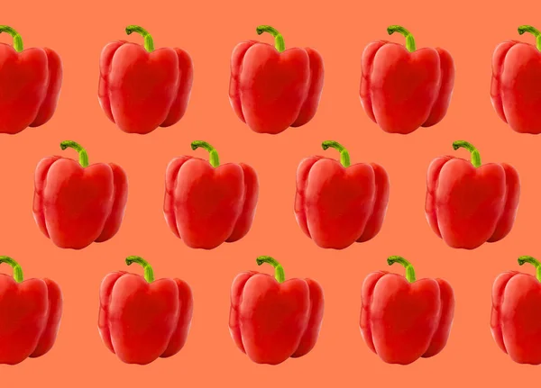Modello Colorato Peperone Rosso Dolce Sfondo Corallino — Foto Stock