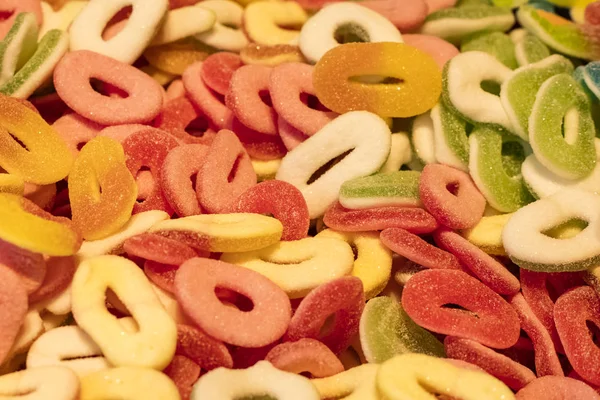 Gummies Multicolored Sweets Form Ring Background Texture_2 — Stock Photo, Image