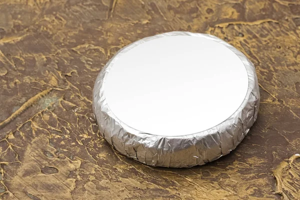 Käse Zylinder Silberfolie Attrappe Mockup Für Burger Butter Und Andere — Stockfoto