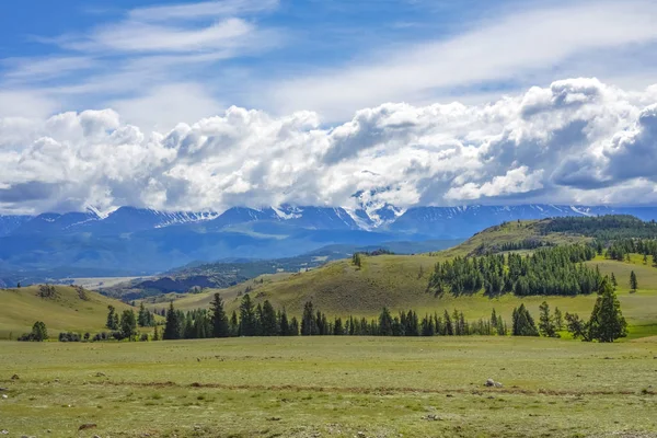 Prachtige Altai Mountains Landschap Met Pieken Sneeuw Aard Van Siberië — Stockfoto