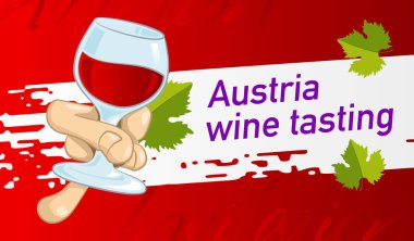 Şarap Avusturya bir tatma için bir davetiye tasarla. Vektör tasarım afiş, kart, el ilanı