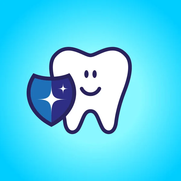 Chráněný Zub Zdravý Bílý Šťastný Zub Zubní Lékařství Ústní Hygiena — Stockový vektor