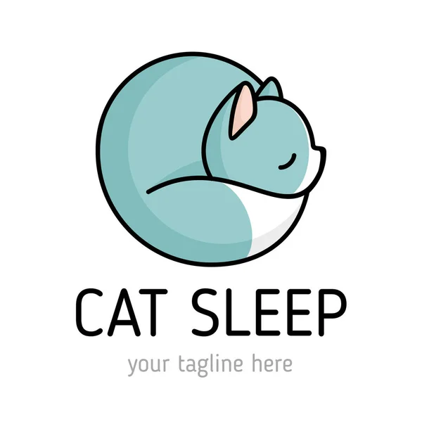 Diseño Del Logo Cat Sleep Ilustración Vectorial — Vector de stock