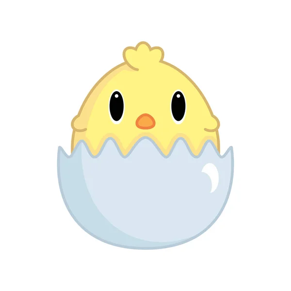 Милая Маленькая Курица Разбитом Яйце Пасхальная Тематика Желтая Курица Треснувшей — стоковый вектор