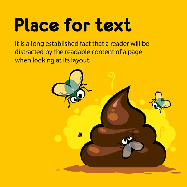 Kokulu bok bir demet ile Flyer ve metin, vektör illüstrasyon için boşluk ile turuncu bir arka plan üzerinde sinek