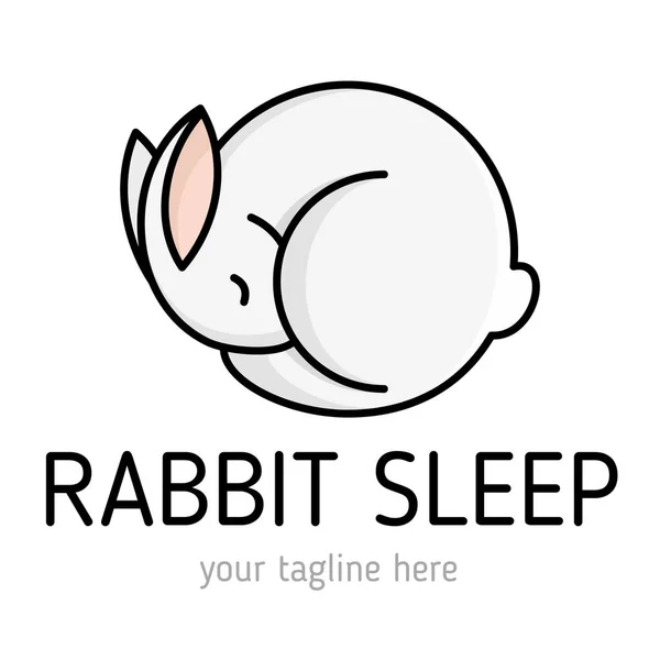 Diseño Del Logotipo Rabbit Sleep Ilustración Vectorial — Vector de stock