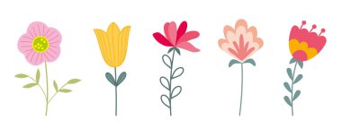 Bir demet güzel çiçek. vektör illüstrasyonu