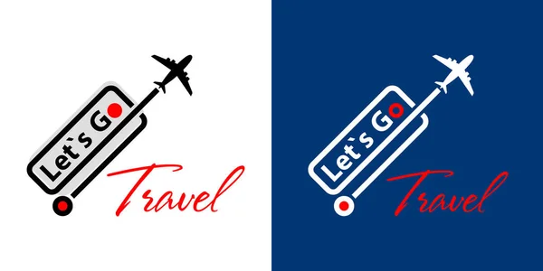 Premium Vector  Travel vector illustration. let's go travel text with  airplane, luggage bag and traveling elements
