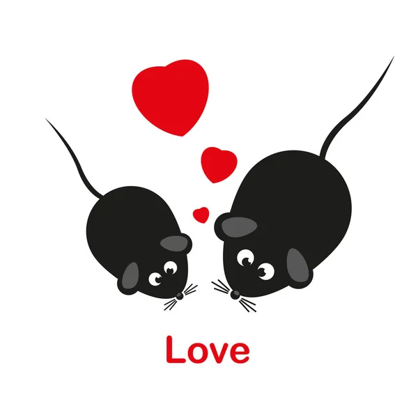 白い背景に2人の恋人マウス ベクトルイラスト — ストックベクタ
